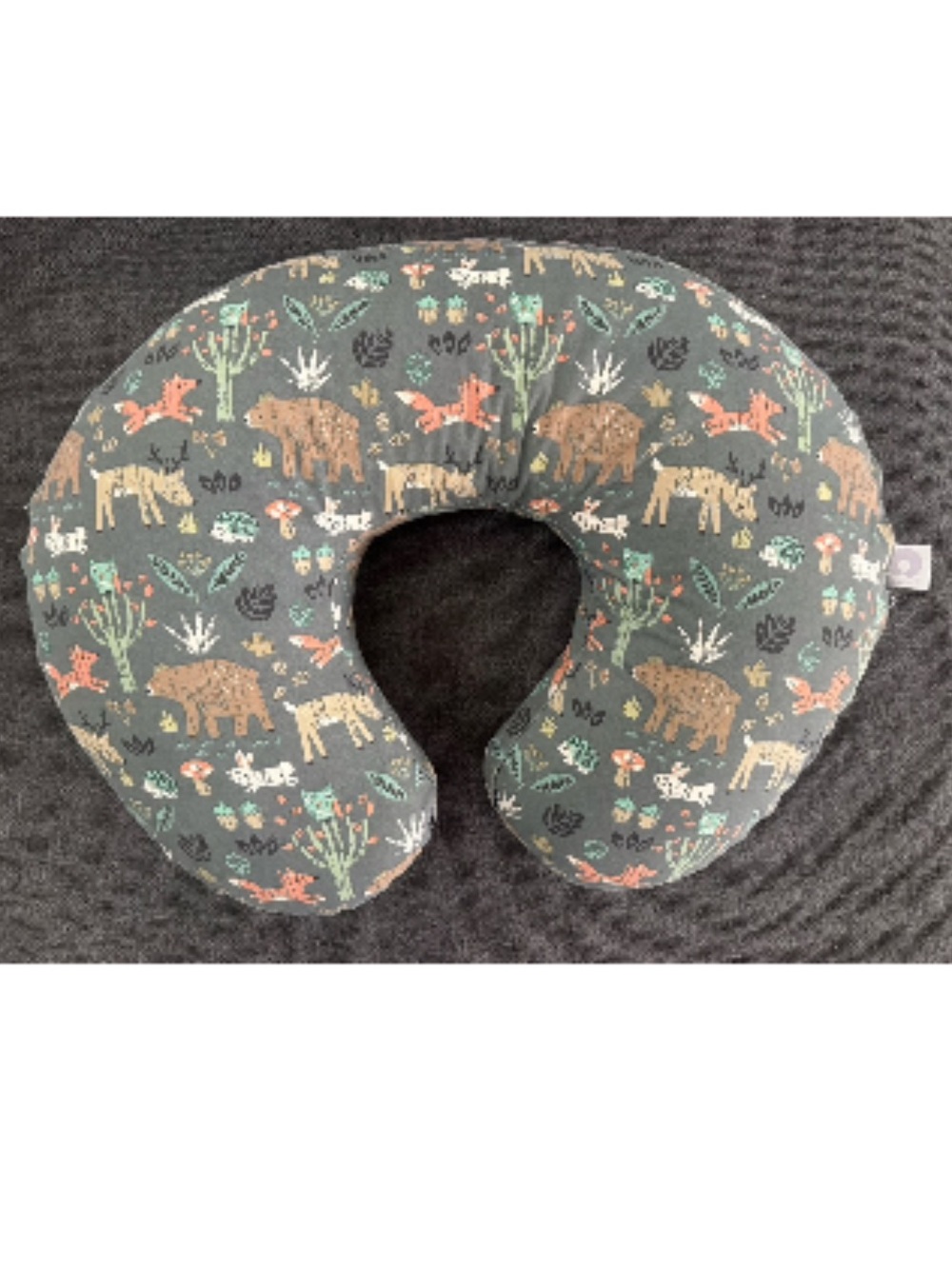 Boppy nursing U-Shaped Neck Pillow in Forest Green with Woodland Animals